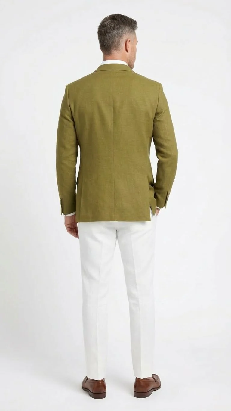 Men’s Olive Green Blazer Sport Coat – Linen Fabric Summer in pistachio sage green - Image 2