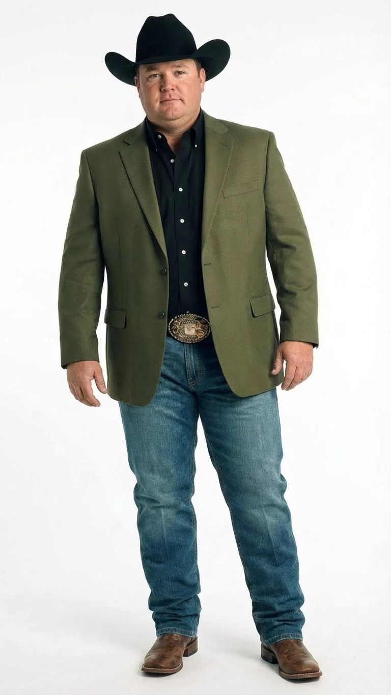 Men’s Olive Green Western Blazer Jacket, Classic Cowboy Style Sport Coat for Casual Formal Wear with Jeans - Image 3