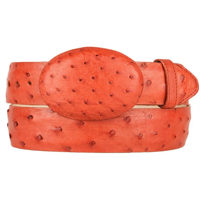 Men’s Orange Rust Copper Genuine Leather Belt with Textured Finish – Classic Dress Belt for Formal and Casual Wear