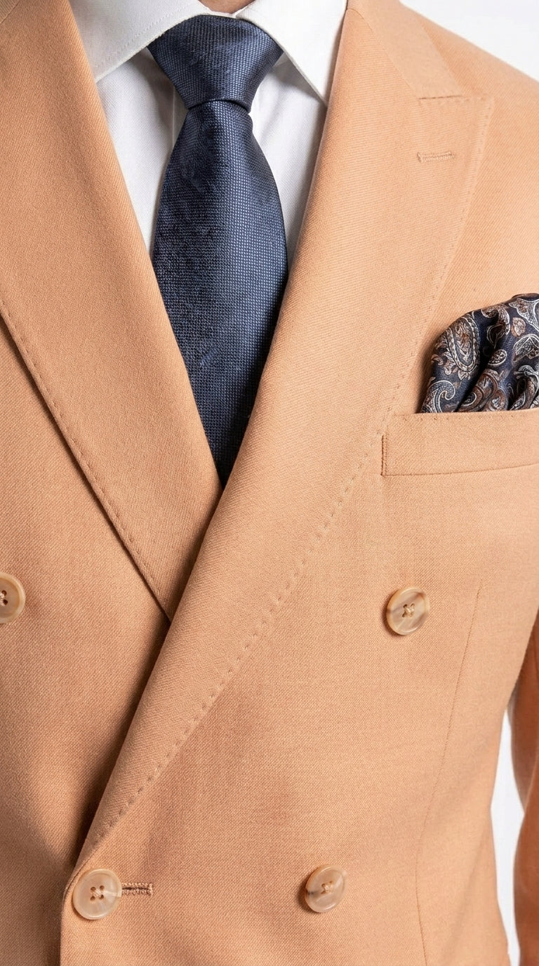 Men’s Peach Double Breasted Suit – Wedding & Prom Formal Suit Set, Classic Blazer and Pants Slim Fitted - Image 14