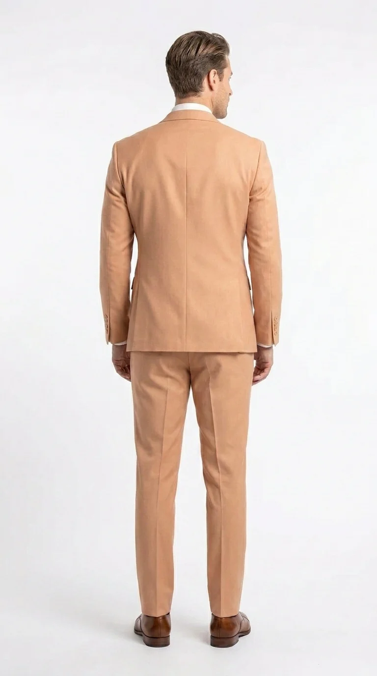 Men’s Peach Double Breasted Suit – Wedding & Prom Formal Suit Set, Classic Blazer and Pants Slim Fitted - Image 2