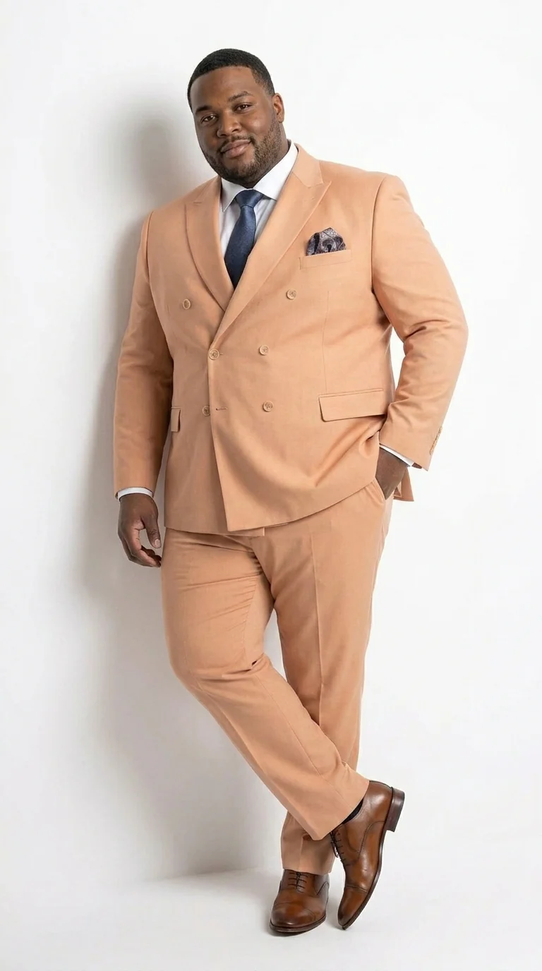 Men’s Peach Double Breasted Suit – Wedding & Prom Formal Suit Set, Classic Blazer and Pants Slim Fitted - Image 8