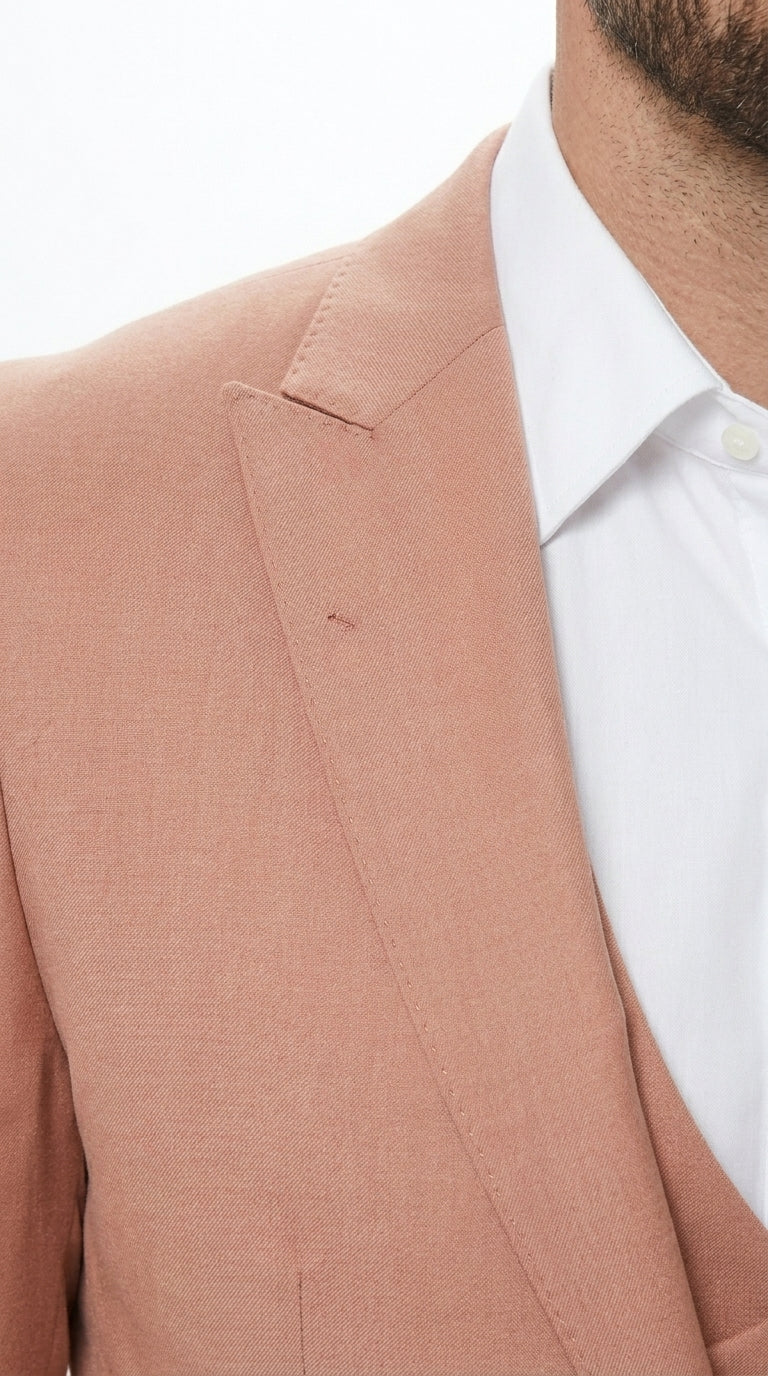 Men’s Peach Light Brown 3 Piece Suit – Wedding & Prom Formal Suit Set, Blazer Pants Double breasted vest - Image 16