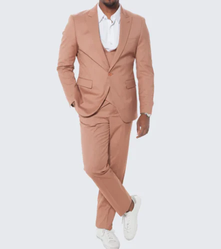 Men’s Peach Light Brown 3 Piece Suit – Wedding & Prom Formal Suit Set, Blazer Pants Double breasted vest - Image 17
