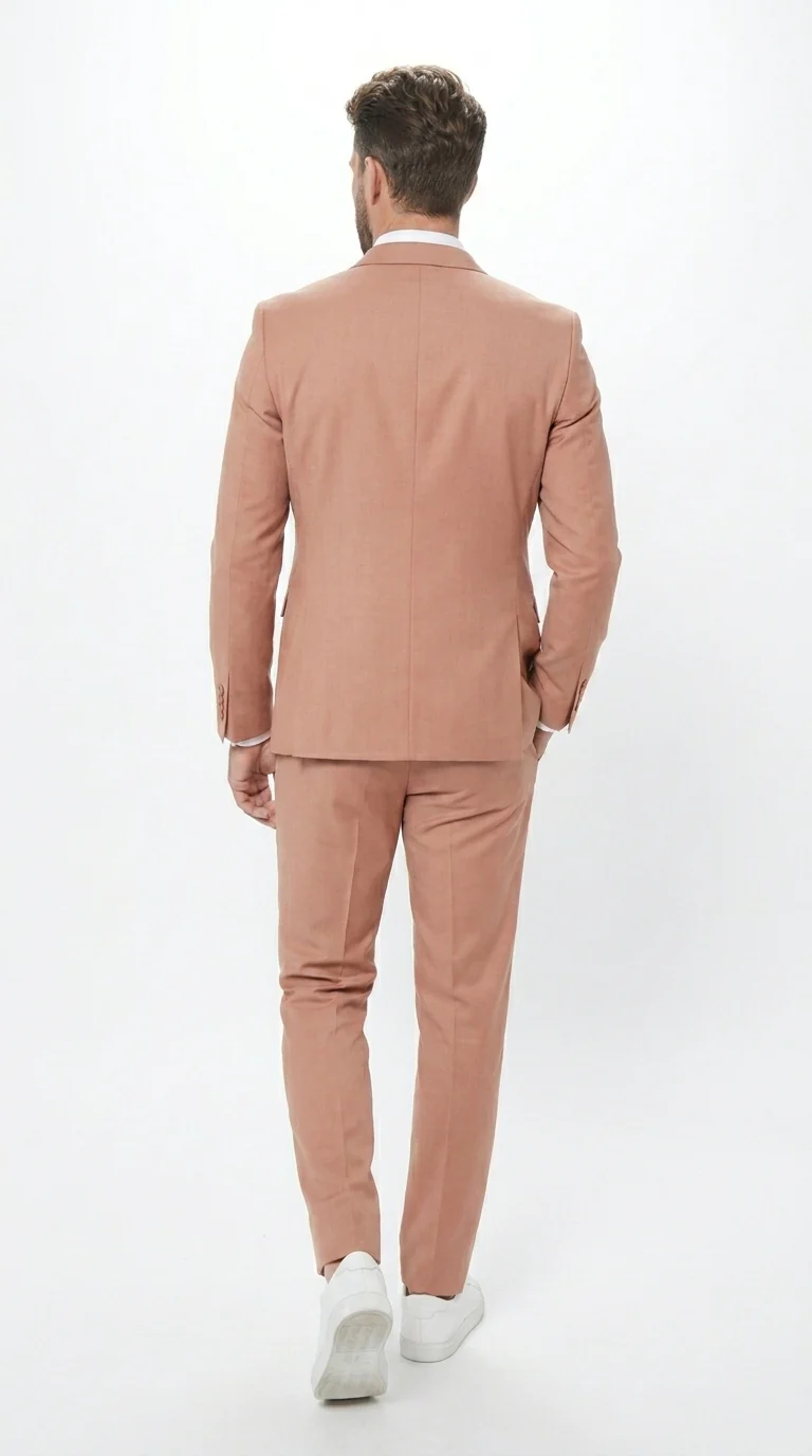 Men’s Peach Light Brown 3 Piece Suit – Wedding & Prom Formal Suit Set, Blazer Pants Double breasted vest - Image 2