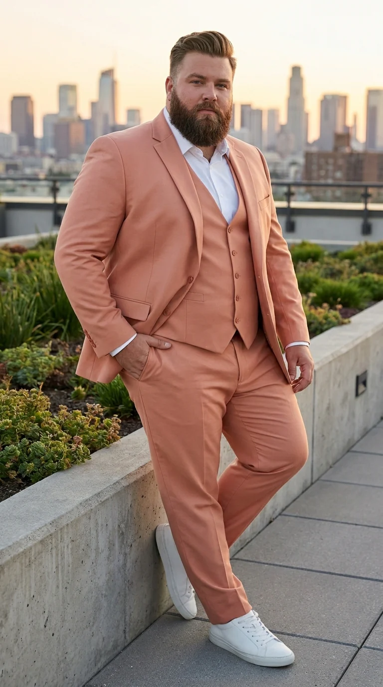 Men’s Peach Light Brown 3 Piece Suit – Wedding & Prom Formal Suit Set, Blazer Pants Double breasted vest - Image 9