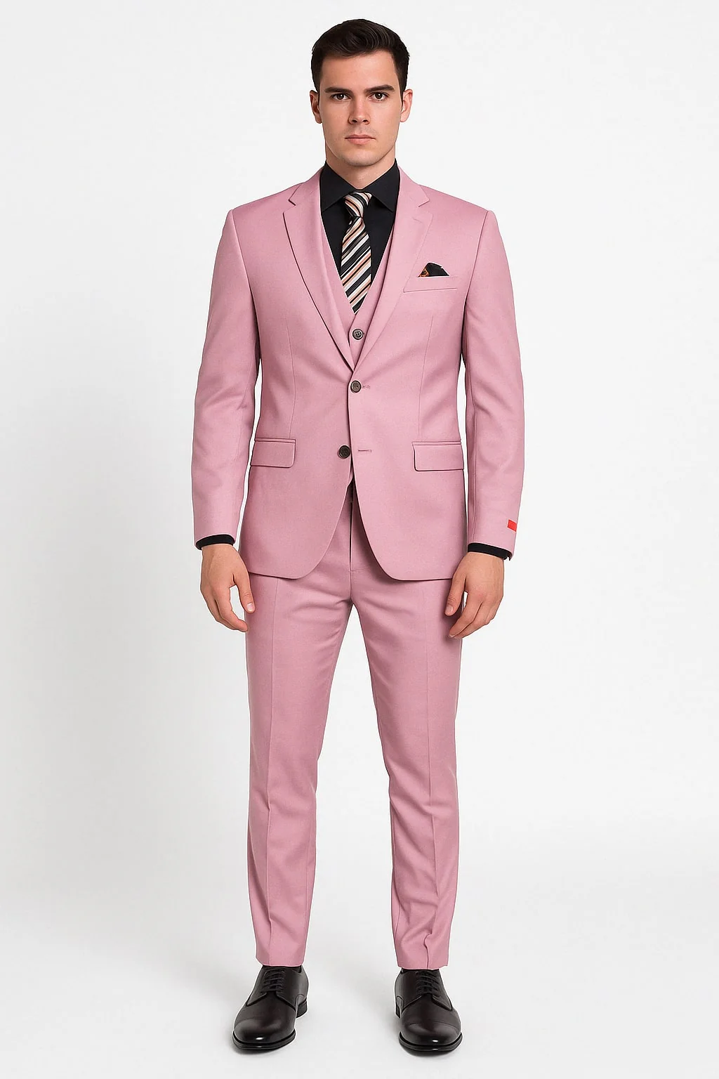 Men’s Pink 3-Piece Slim Fit Suit – Formal Wedding and Prom Outfit with Vest - Image 2