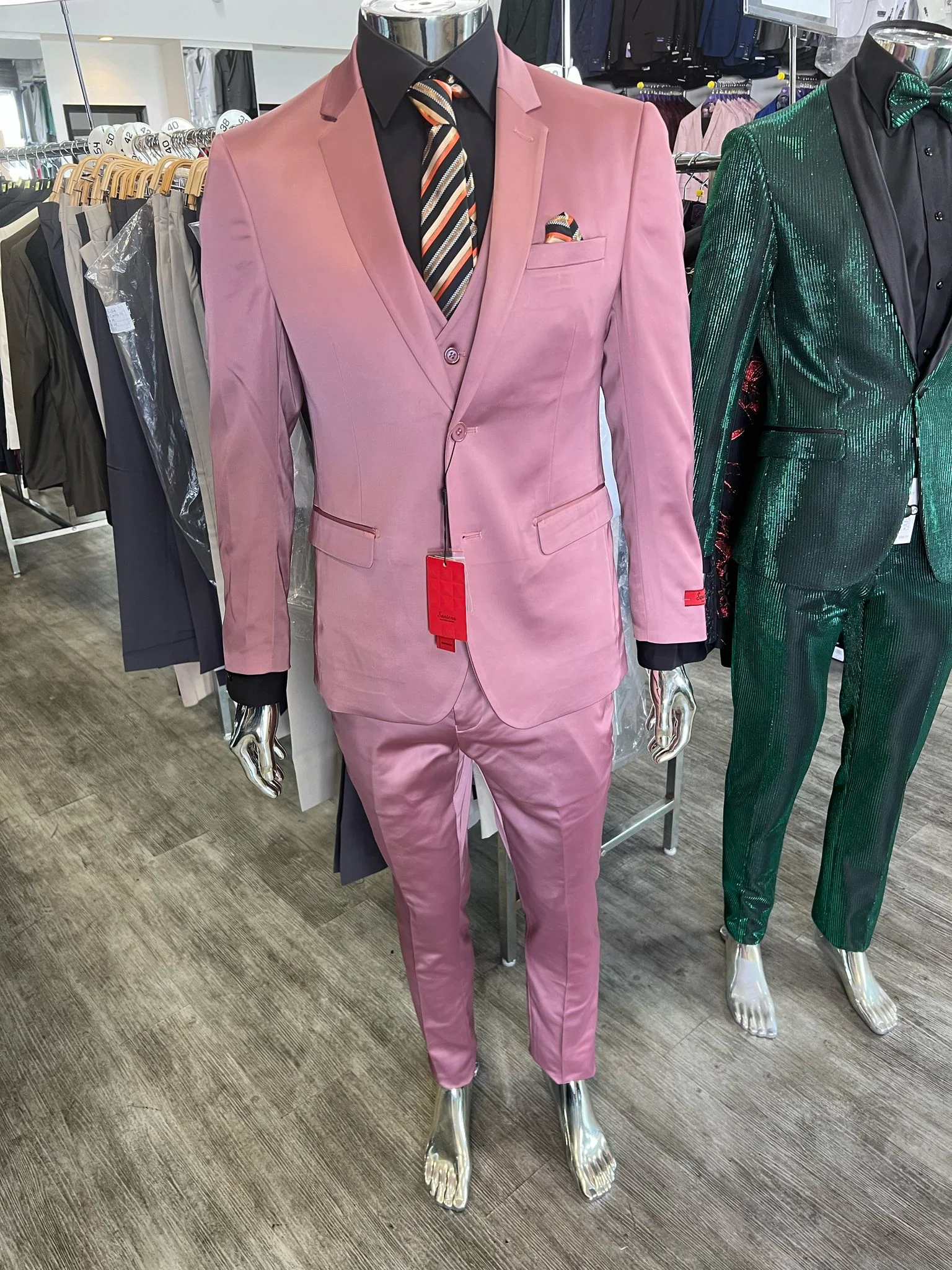 Men’s Pink 3-Piece Slim Fit Suit – Formal Wedding and Prom Outfit with Vest - Image 3
