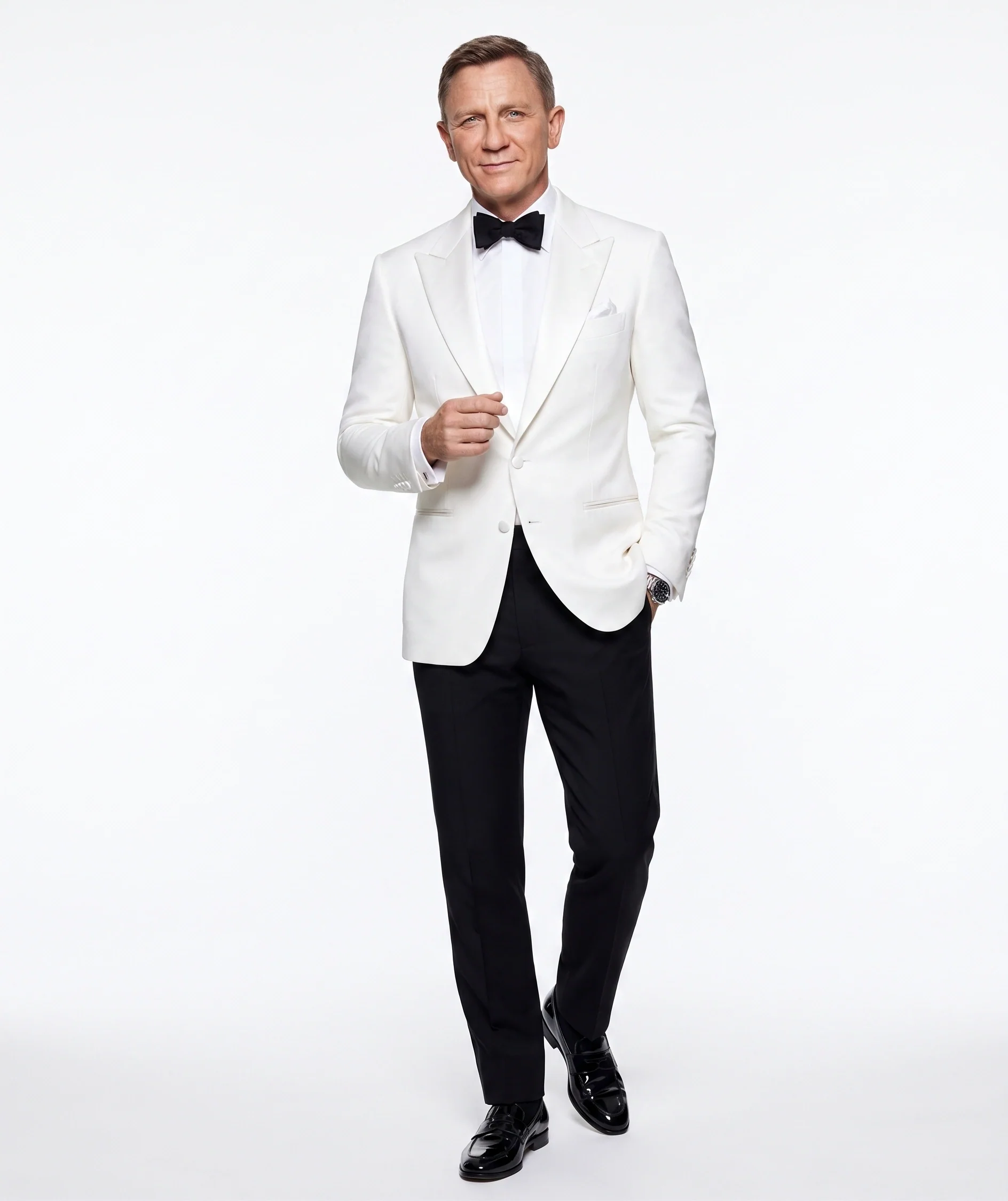 Men’s Pure White Dinner Jacket Blazer – James Bond Style Formal Tuxedo Blazer for Wedding, Black Tie & Evening Wear - Image 2