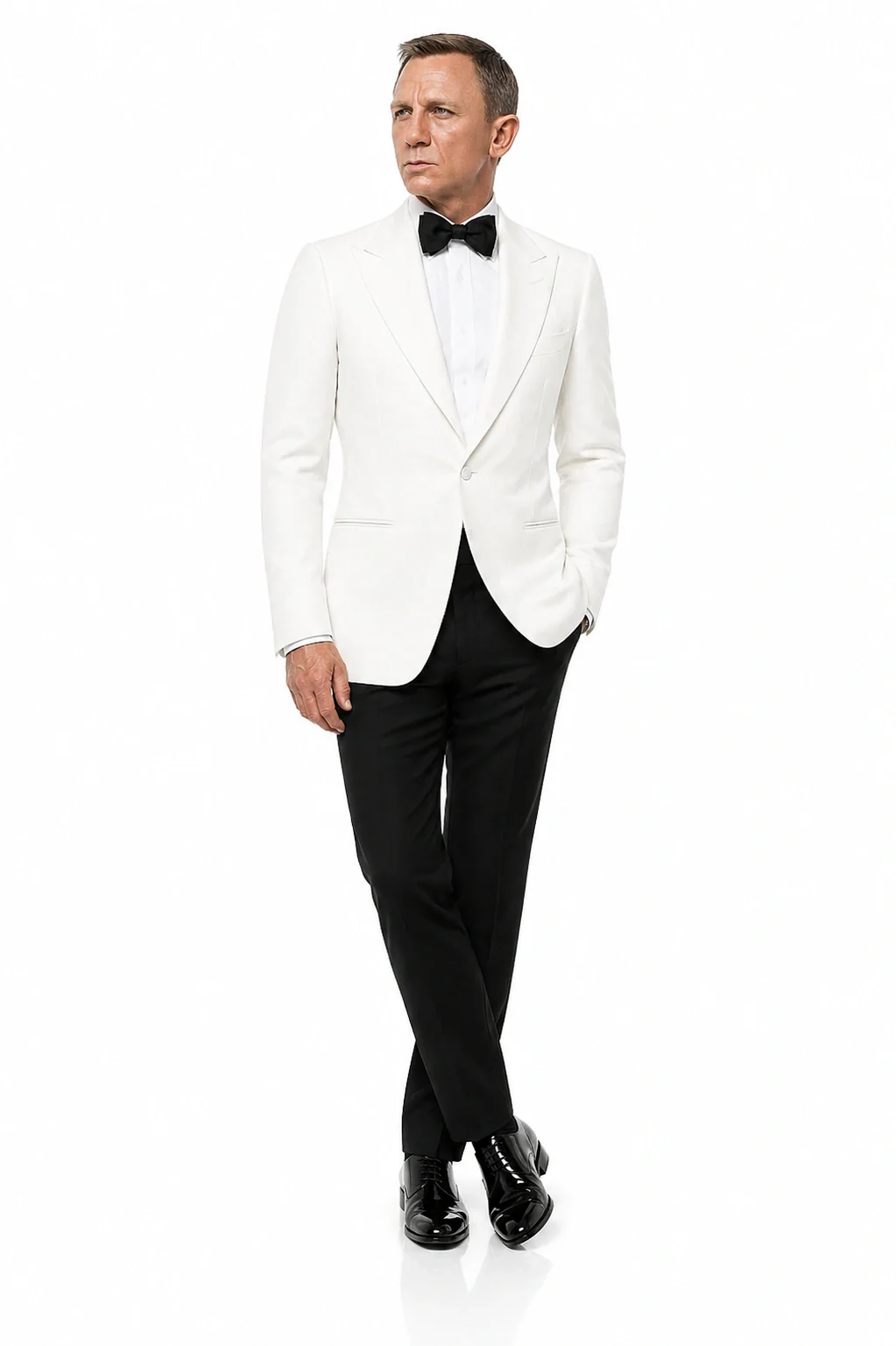 Men’s Pure White Dinner Jacket Blazer – James Bond Style Formal Tuxedo Blazer for Wedding, Black Tie & Evening Wear - Image 4