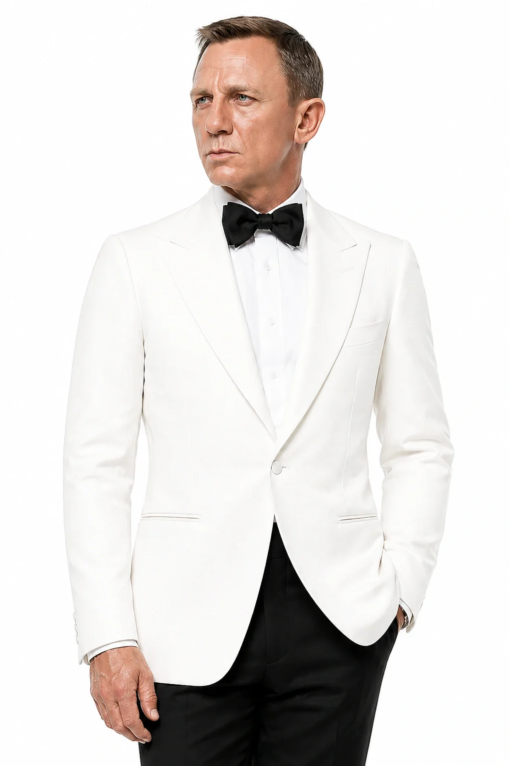 Men’s Pure White Dinner Jacket Blazer – James Bond Style Formal Tuxedo Blazer for Wedding, Black Tie & Evening Wear - Image 5
