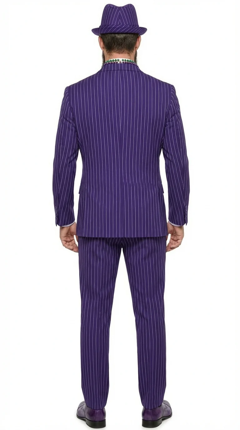 Men’s Purple Pinstripe Mardi Gras Suit | Classic Double Breasted Formal Carnival Suit - Image 2