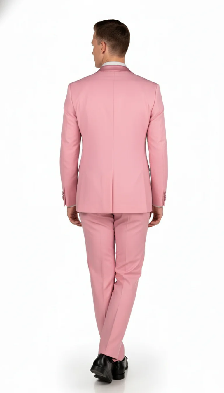 Men’s Rose Pink Tuxedo Suit – Slim Fit 2-Piece Wedding, Prom & Formal Wear Set - Image 2