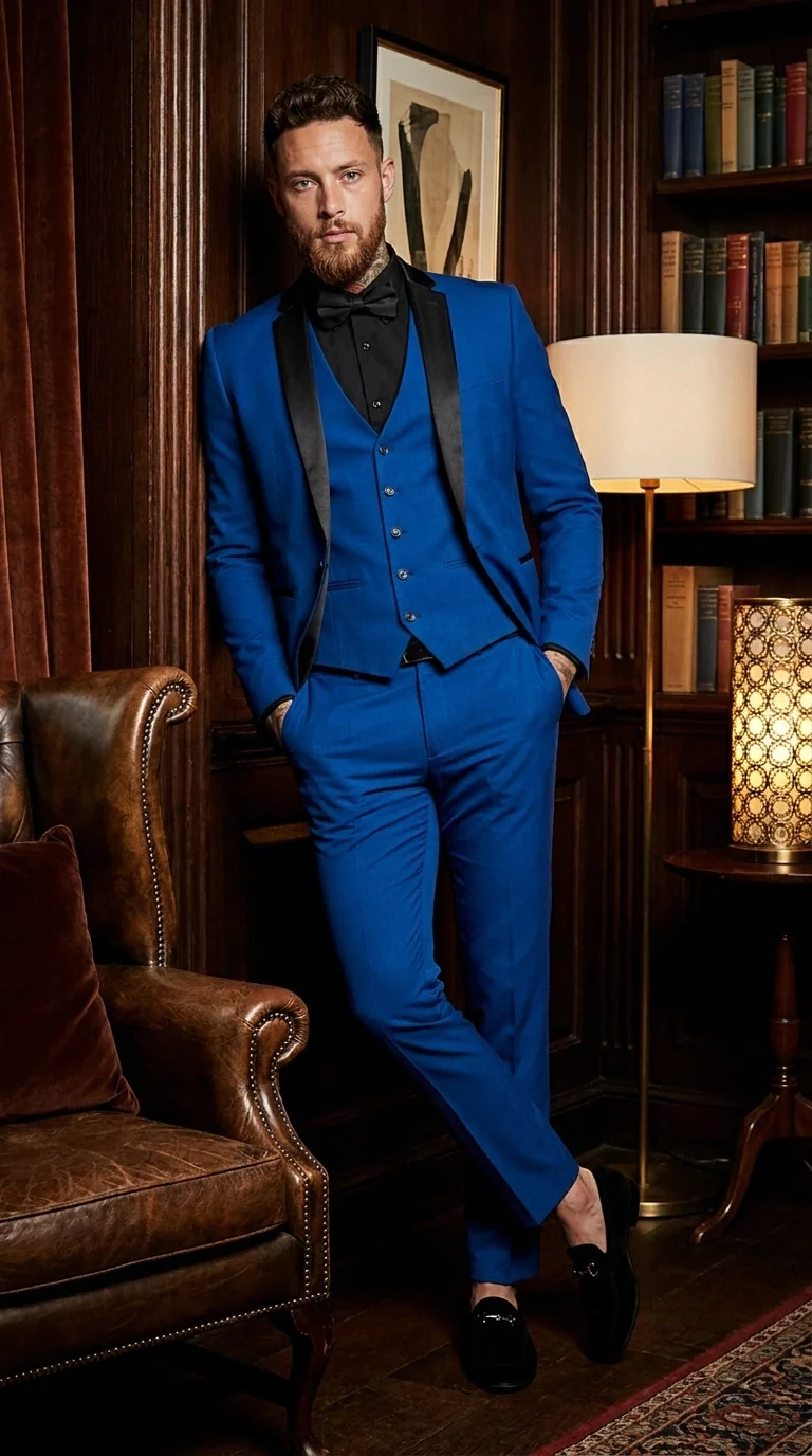 Men’s Royal Blue 3 Piece Suit with Black Lapel – Modern Formal Suit for Wedding, Prom and Party Wear - Image 12