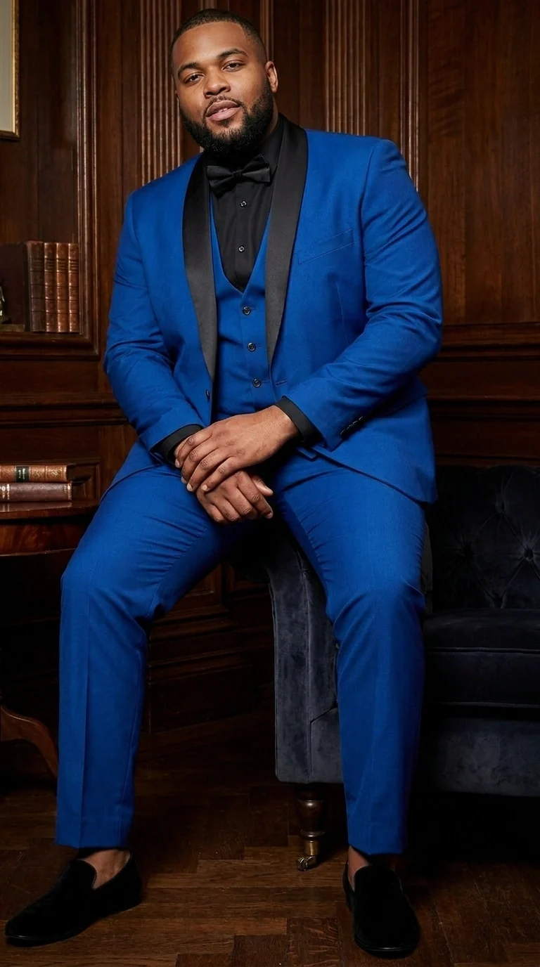 Men’s Royal Blue 3 Piece Suit with Black Lapel – Modern Formal Suit for Wedding, Prom and Party Wear - Image 15