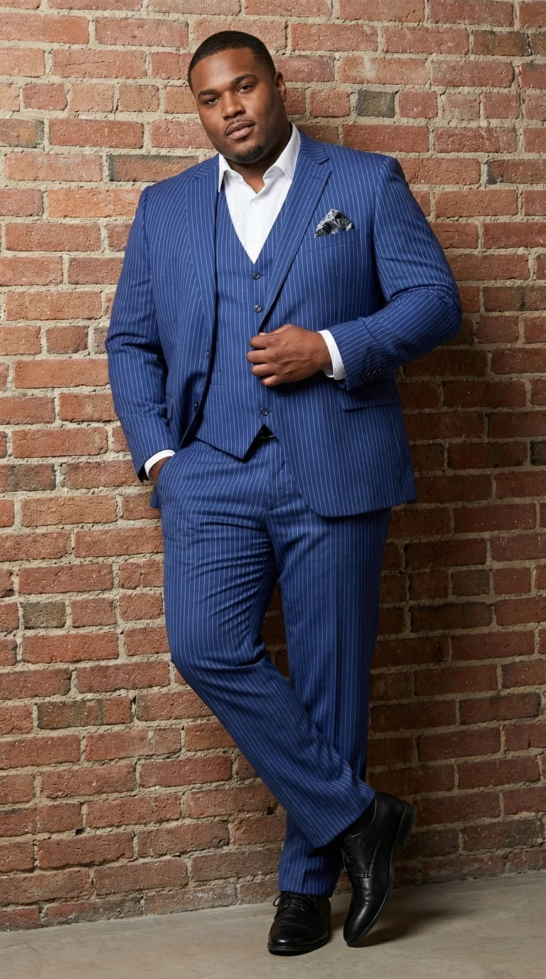 Men’s Royal Blue Pinstripe Three Piece Suit – Classic Formal 3PC Business and Wedding Suit Indigo Teal Saphire Pinstripe - Image 10