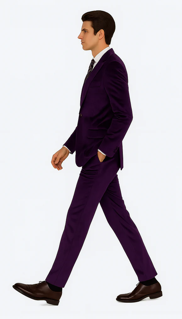 Men’s Royal Purple Velvet Suit – 2-Piece Slim Fit Tuxedo Style Formalwear by Tazzio - Image 4