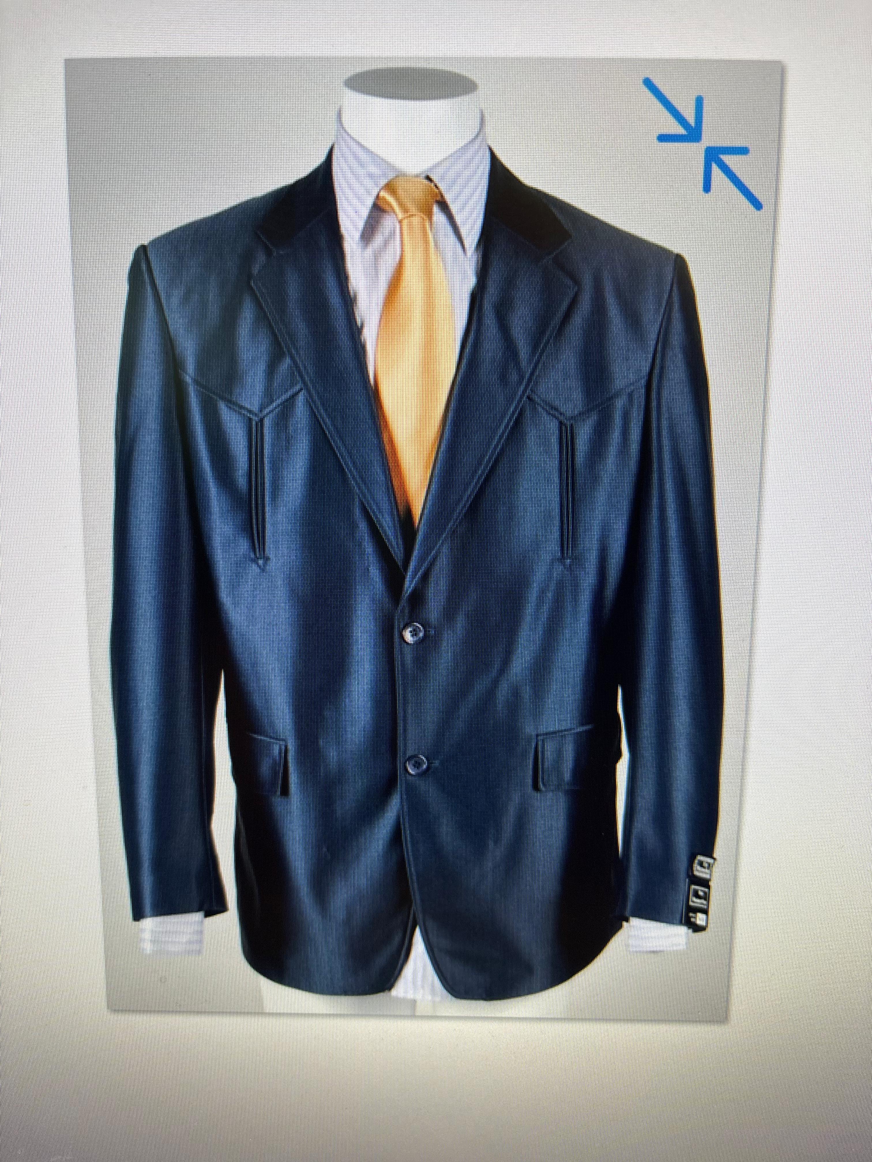 Men’s Sapphire Indigo Western Cowboy Blazer – Classic Western Style Jacket, Country Casual Dress Blazer in Navy Blue with sheen - Image 14