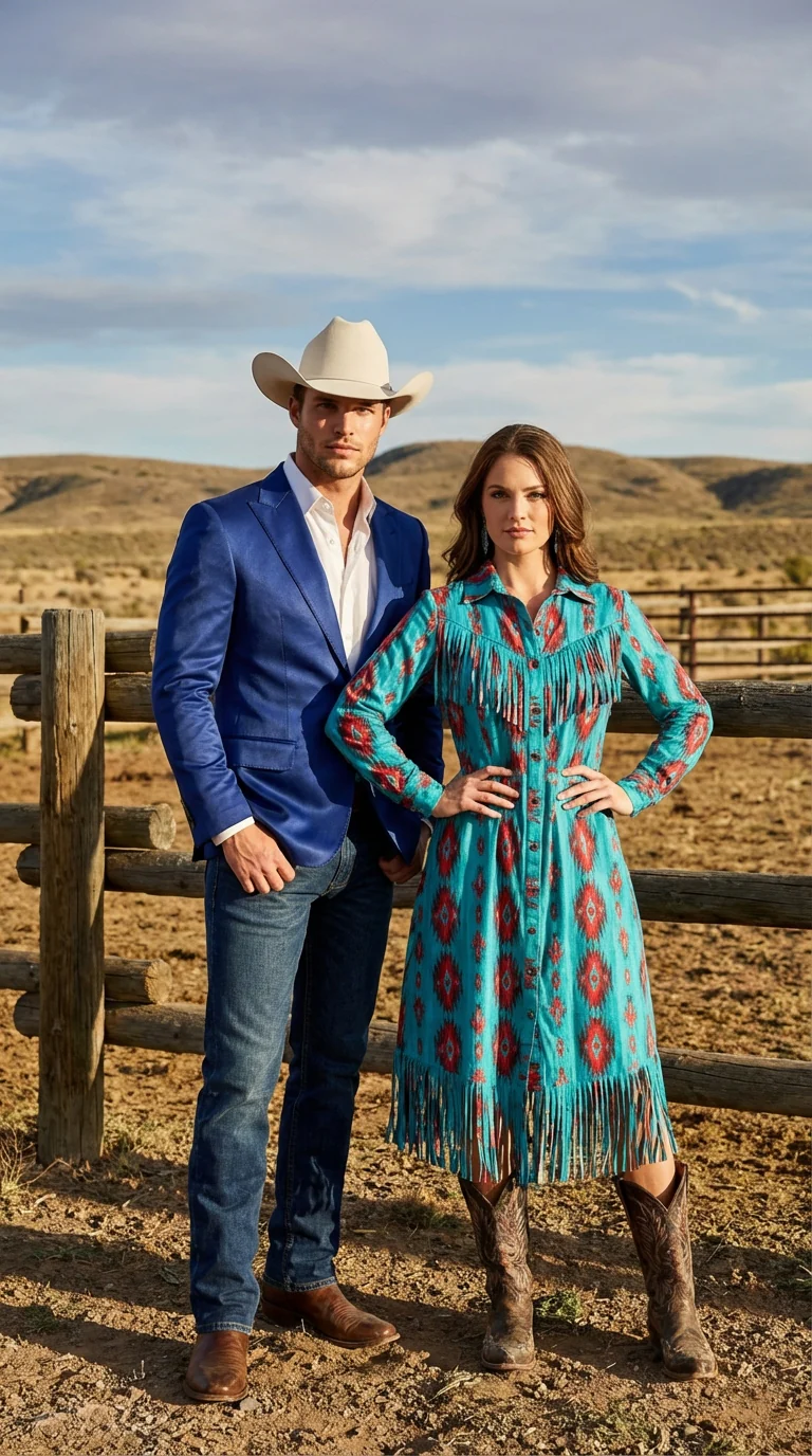 Men’s Shiny Royal Blue Cowboy Blazer – Western Style Satin Finish Blazer for Party, Country Events and Evening Wear - Image 6