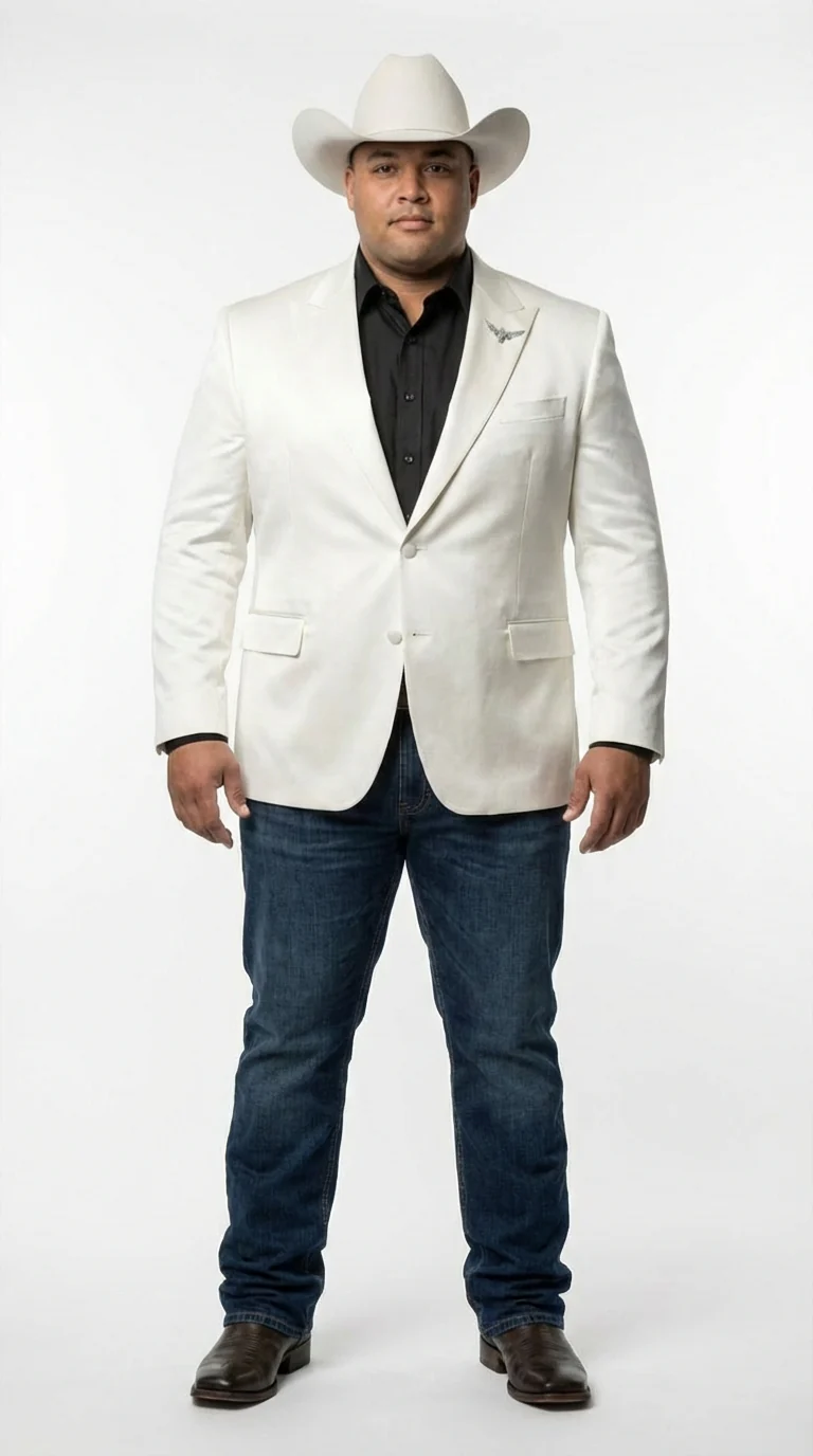 Men’s Shiny White Cowboy Blazer – Western Style Satin Finish Blazer for Party, Country Events and Evening Wear - Image 2
