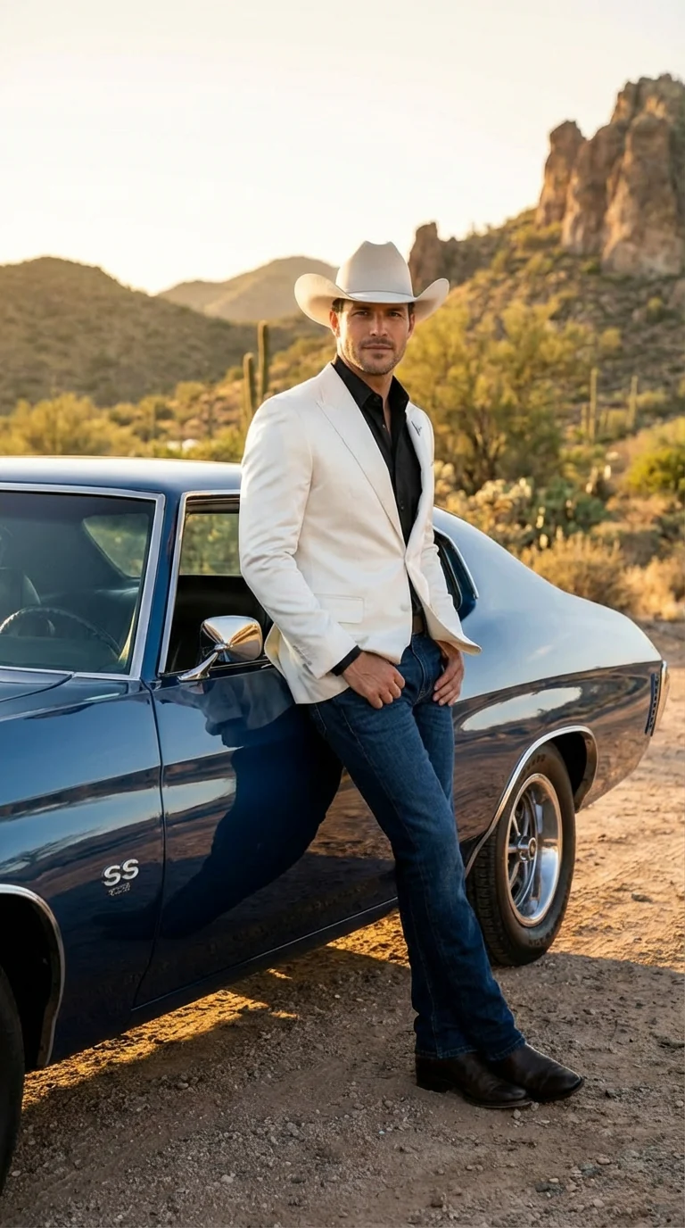 Men’s Shiny White Cowboy Blazer – Western Style Satin Finish Blazer for Party, Country Events and Evening Wear - Image 7