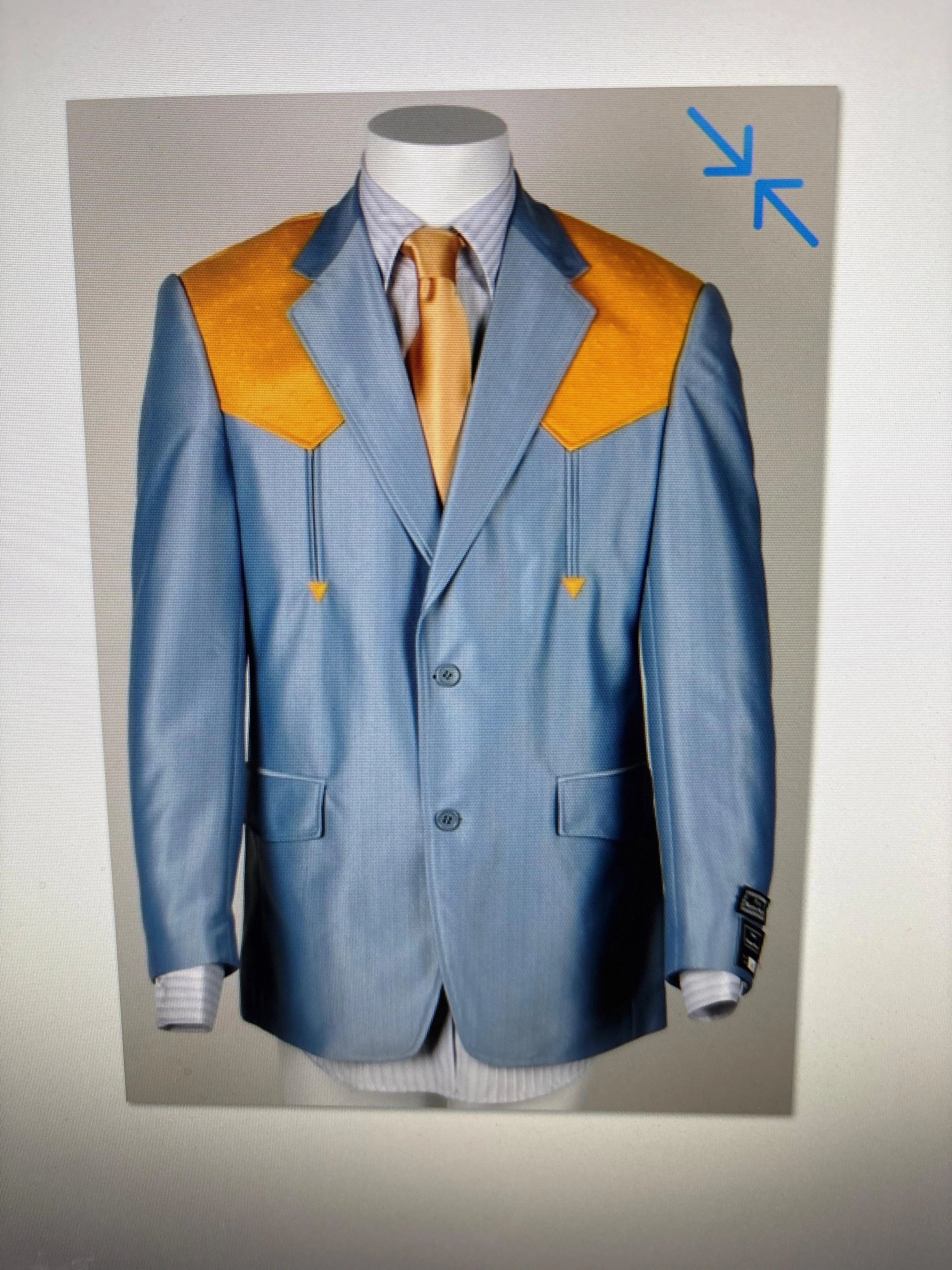Men’s Sky Blue and Gold Western Cowboy Blazer – Classic Country Style Jacket, Retro in Steel Blue Color - Image 14