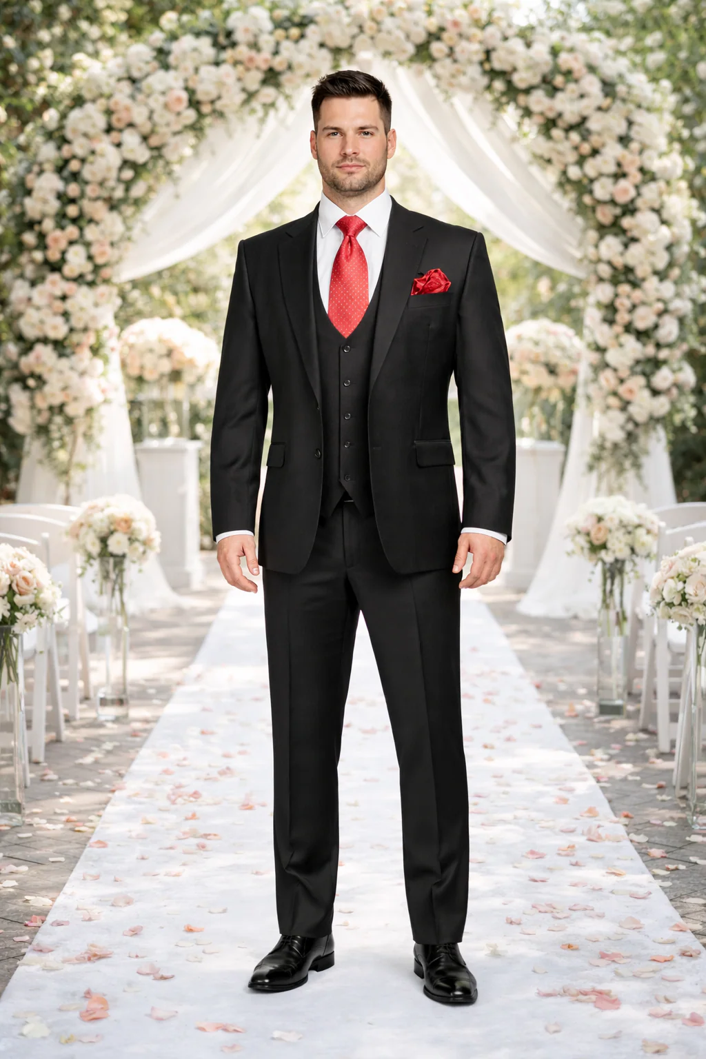 Rossi Man Men's Slim Fit Black Suit – Double-Breasted Vest, Elegant Formalwear - Image 6