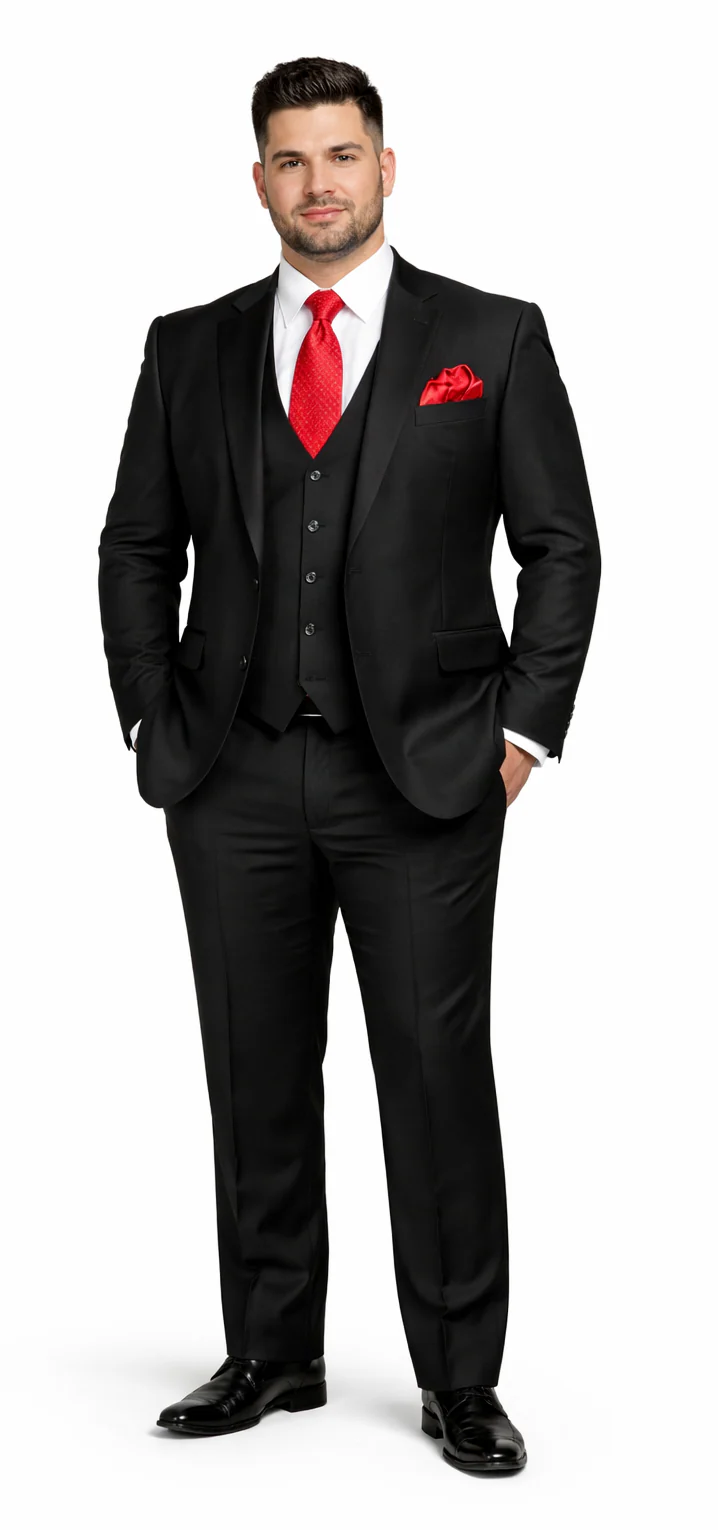 Rossi Man Men's Slim Fit Black Suit – Double-Breasted Vest, Elegant Formalwear - Image 8