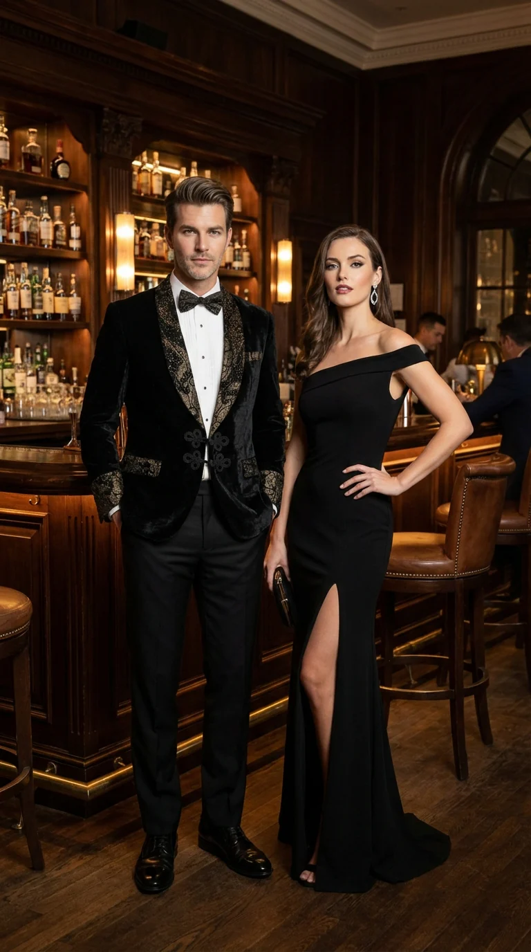 Men’s Smoking Jacket Black and Gold Embroidered Tuxedo Blazer – Luxury Velvet Formal Dinner Jacket with Paisley Lapel - Image 9
