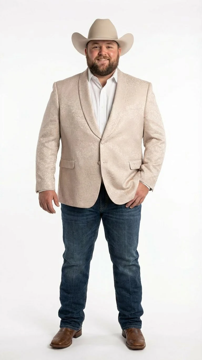 Men’s Tan Khaki Beige Cream Champaign Paisley Western Blazer Jacket, Embossed Dress Sport Coat for Wedding Party Rodeo Style - Image 10