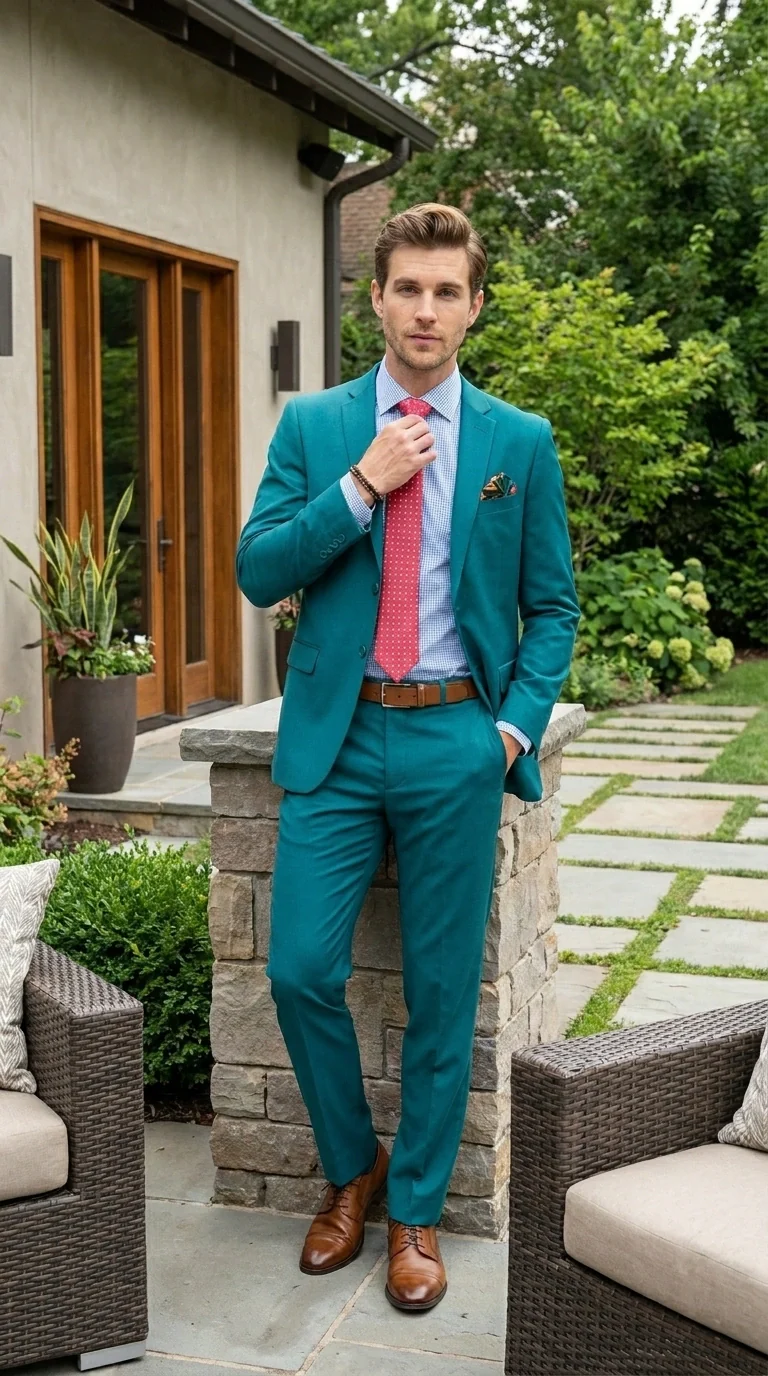 Men’s Teal Green Dark Turquoise Suit – Elegant Formal Suit for Business, Wedding, Party and Modern Style Wear - Image 10