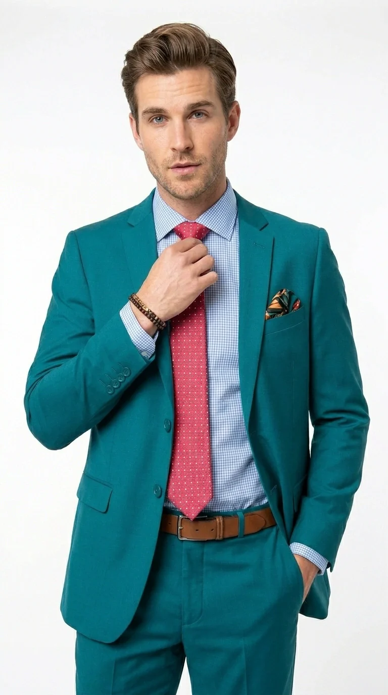 Men’s Teal Green Dark Turquoise Suit – Elegant Formal Suit for Business, Wedding, Party and Modern Style Wear - Image 5