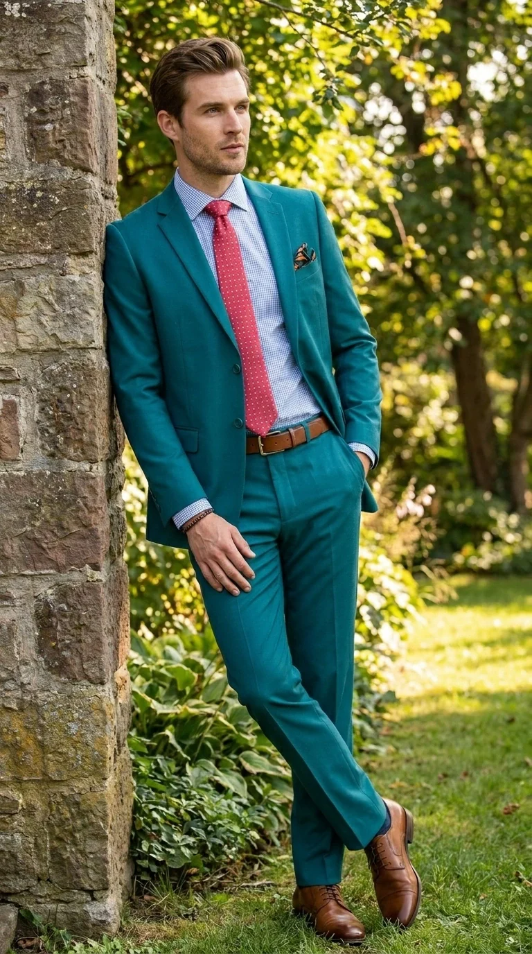 Men’s Teal Green Dark Turquoise Suit – Elegant Formal Suit for Business, Wedding, Party and Modern Style Wear - Image 7