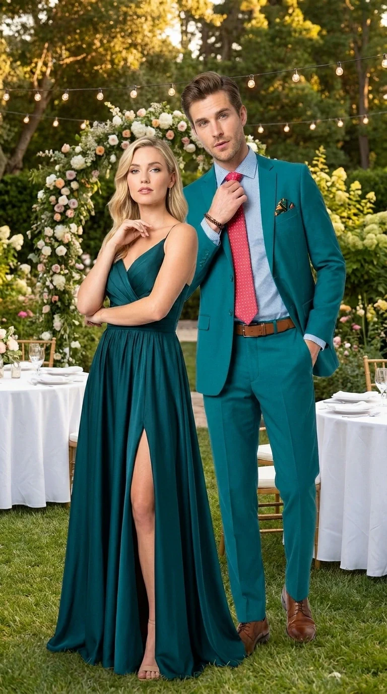 Men’s Teal Green Dark Turquoise Suit – Elegant Formal Suit for Business, Wedding, Party and Modern Style Wear - Image 8