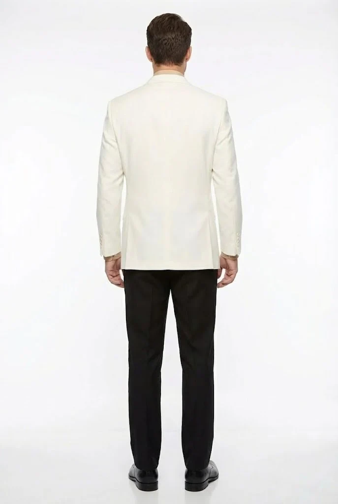 Men’s White Blazer Jacket – Classic Fit Formal Sport Coat with Gold Buttons - Image 3