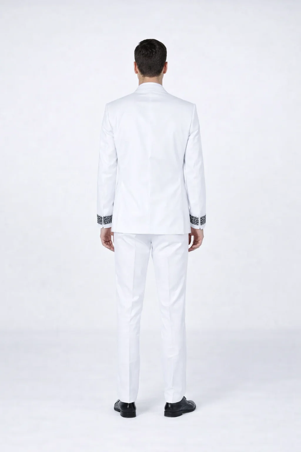 Men’s White Formal Tuxedo with Stones – Premium Peak Lapel 4-Piece - Image 2
