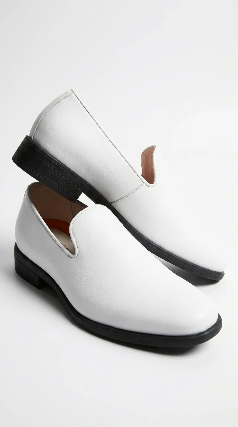 Men’s White Plain Toe Slip On Loafer Dress Shoes – Classic Formal Lightweight Shoes for Wedding, Party and Business Wear - Image 4