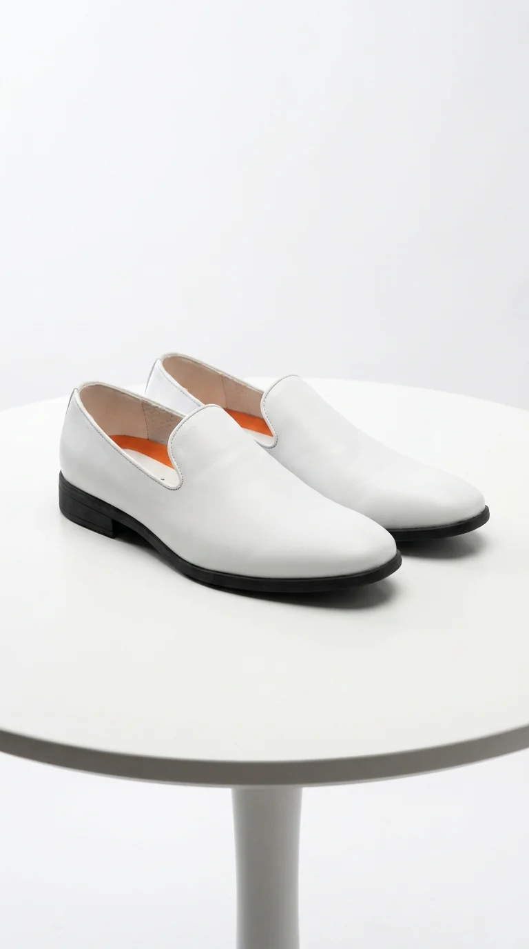 Men’s White Plain Toe Slip On Loafer Dress Shoes – Classic Formal Lightweight Shoes for Wedding, Party and Business Wear - Image 5