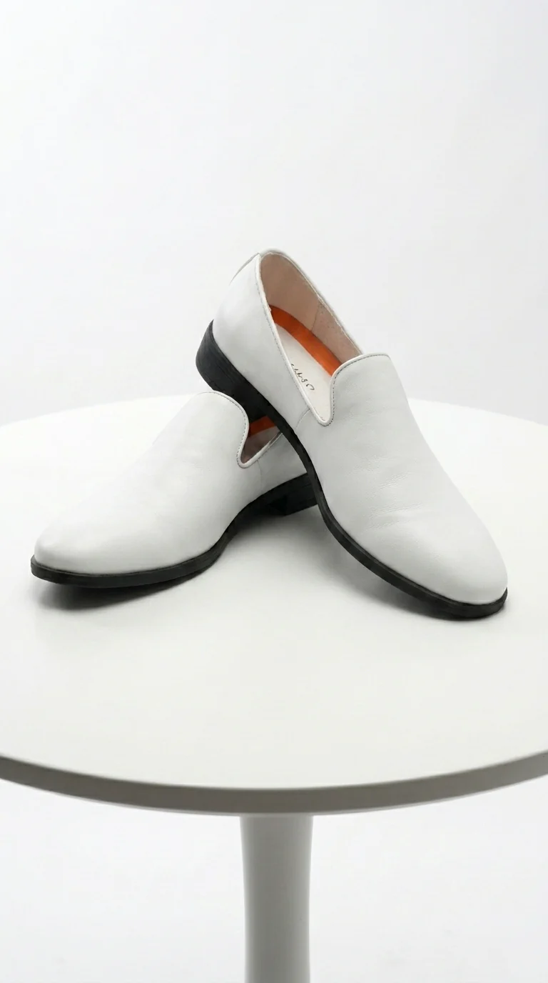 Men’s White Plain Toe Slip On Loafer Dress Shoes – Classic Formal Lightweight Shoes for Wedding, Party and Business Wear - Image 6