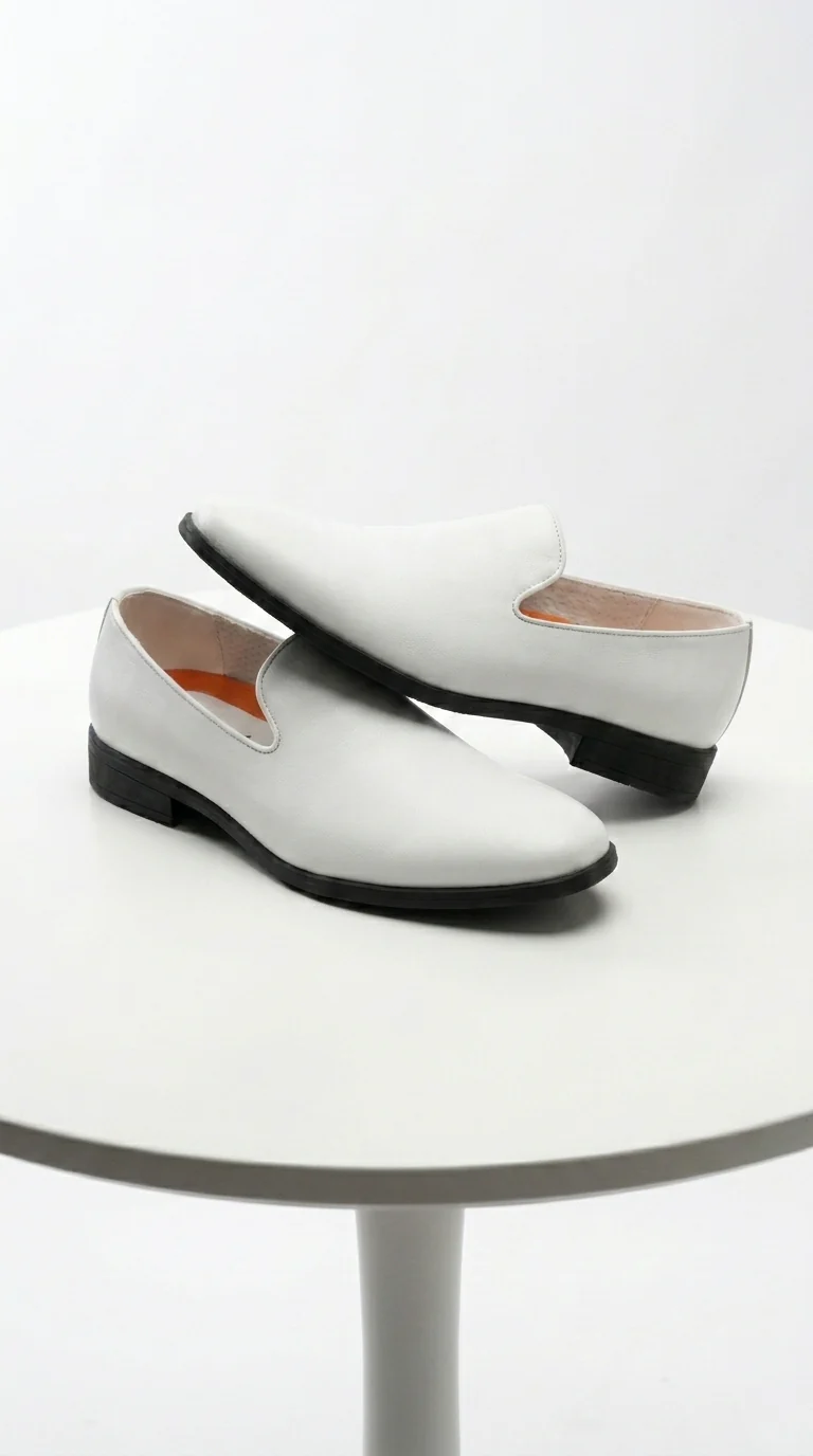 Men’s White Plain Toe Slip On Loafer Dress Shoes – Classic Formal Lightweight Shoes for Wedding, Party and Business Wear - Image 7