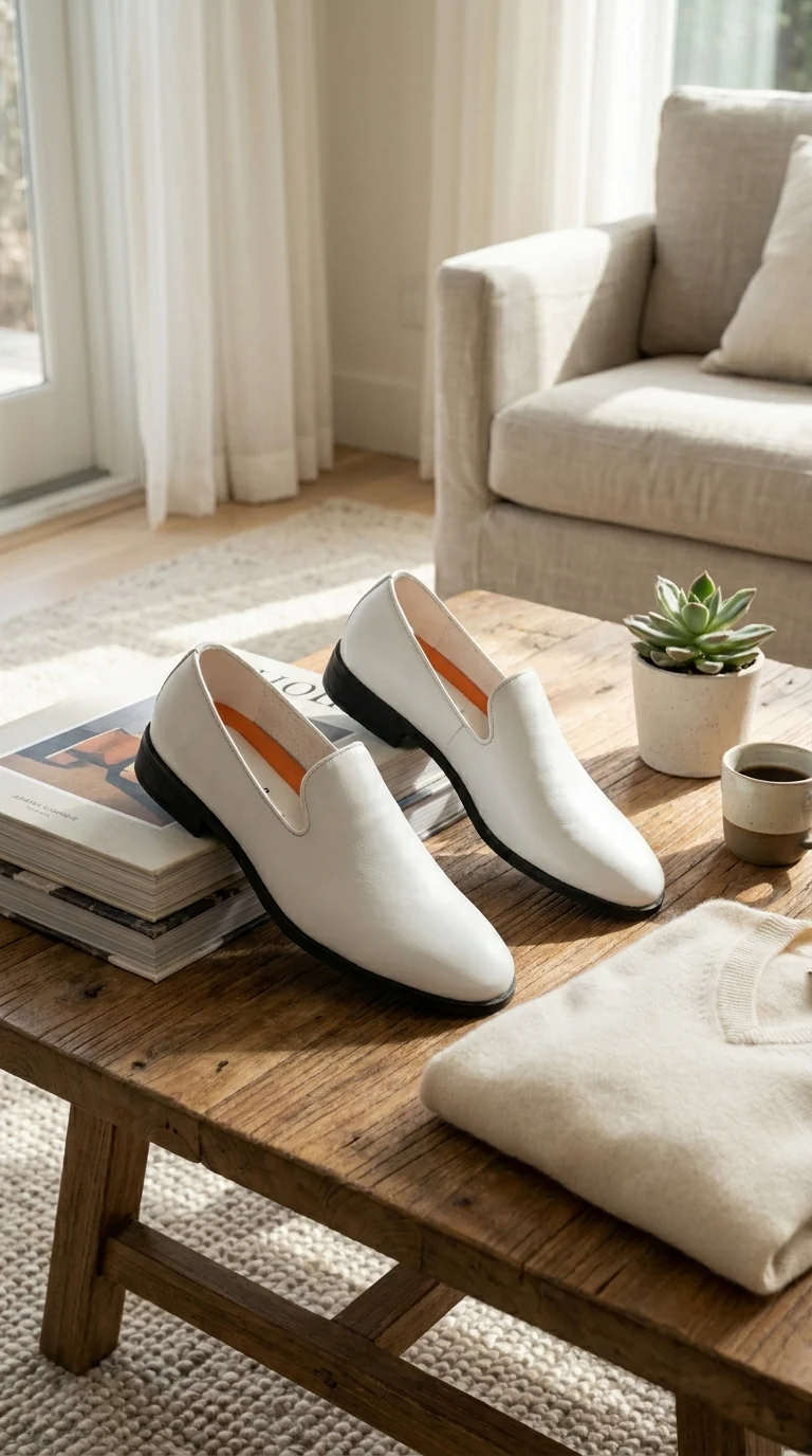 Men’s White Plain Toe Slip On Loafer Dress Shoes – Classic Formal Lightweight Shoes for Wedding, Party and Business Wear - Image 8