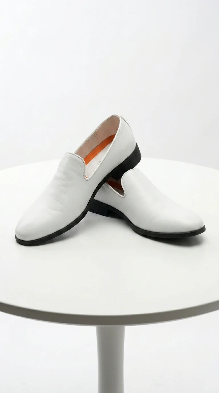 Men’s White Plain Toe Slip On Loafer Dress Shoes – Classic Formal Lightweight Shoes for Wedding, Party and Business Wear - Image 9