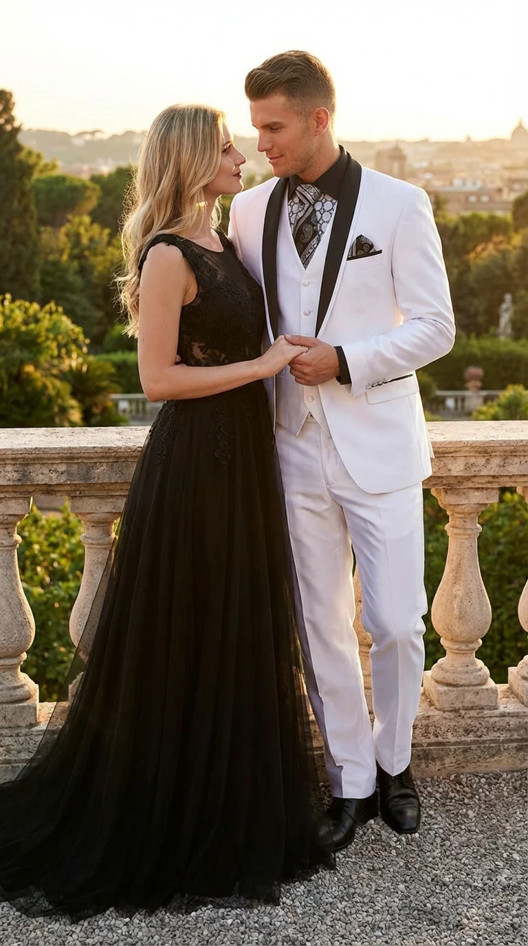 Men’s White Shiny Flashy Fabric Tuxedo Suit with Black Shawl Lapel | Luxury Formal Wedding and Evening Suit Sharkskin Metallic Fabric - Image 6