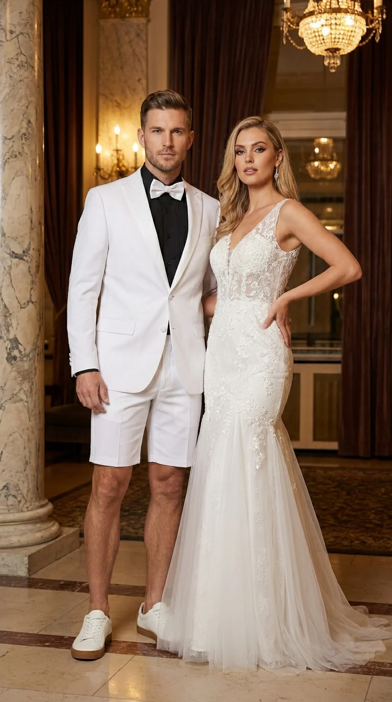 Men’s White Tuxedo Suit with Shorts – Modern Formal Blazer and Short Pants Set for Wedding, Prom Summer Fabric - Image 7