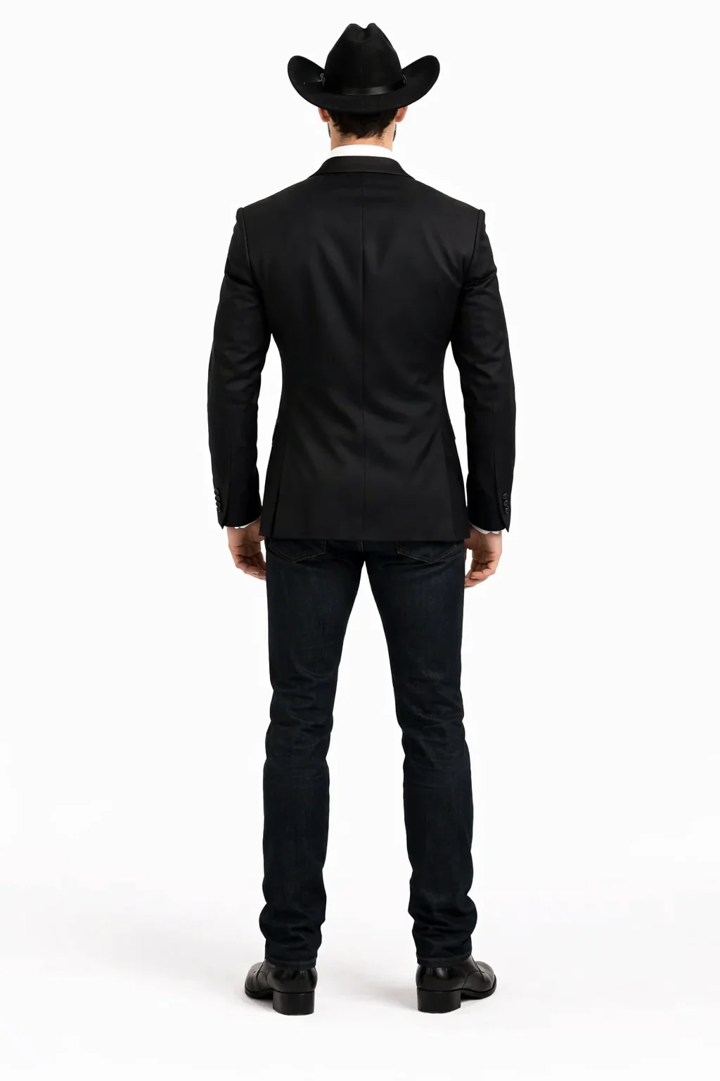 Men Two Toned Full Lapel Shawl Black Tuxedos wool Fabric Suits - Image 2
