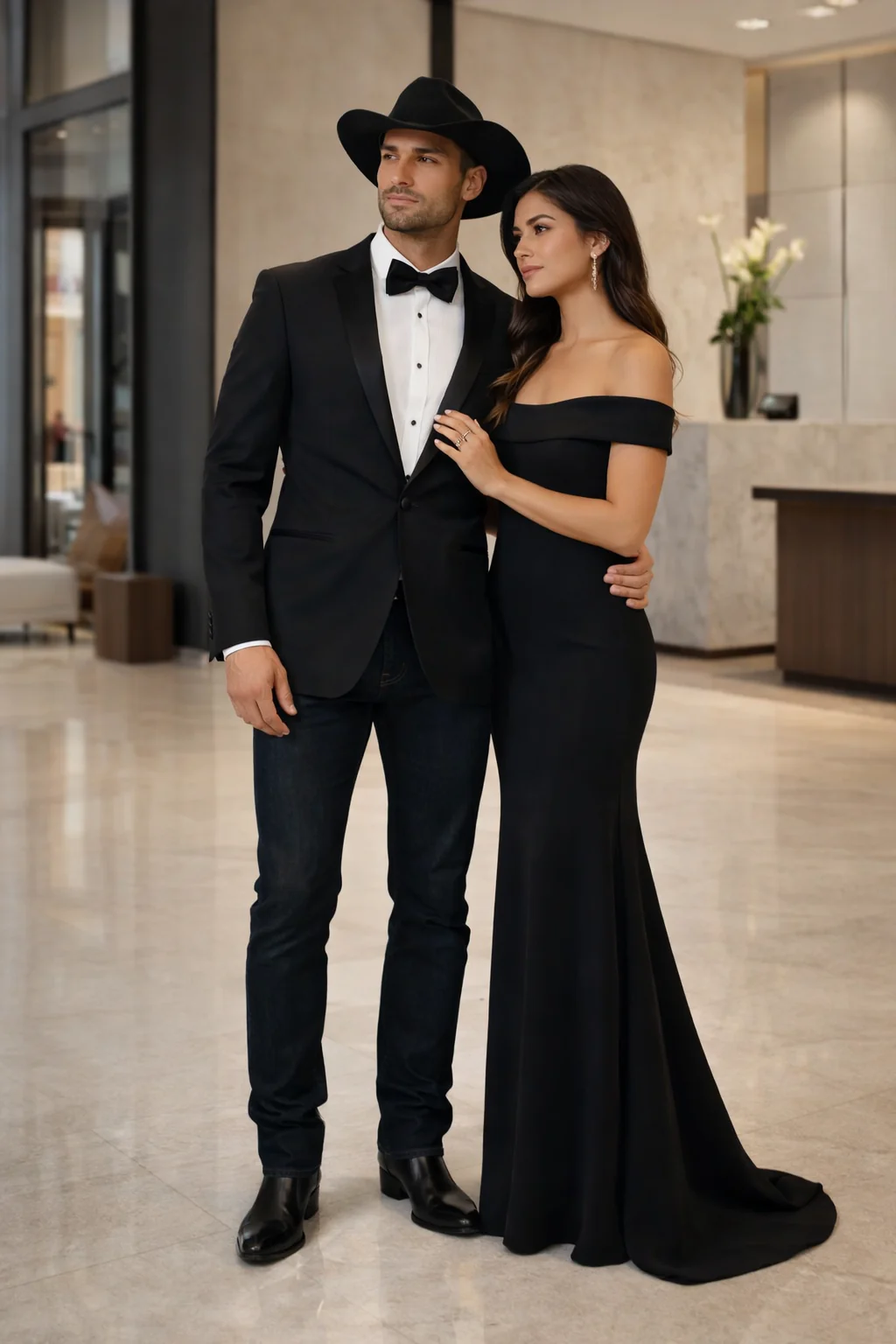 Men Two Toned Full Lapel Shawl Black Tuxedos wool Fabric Suits - Image 6