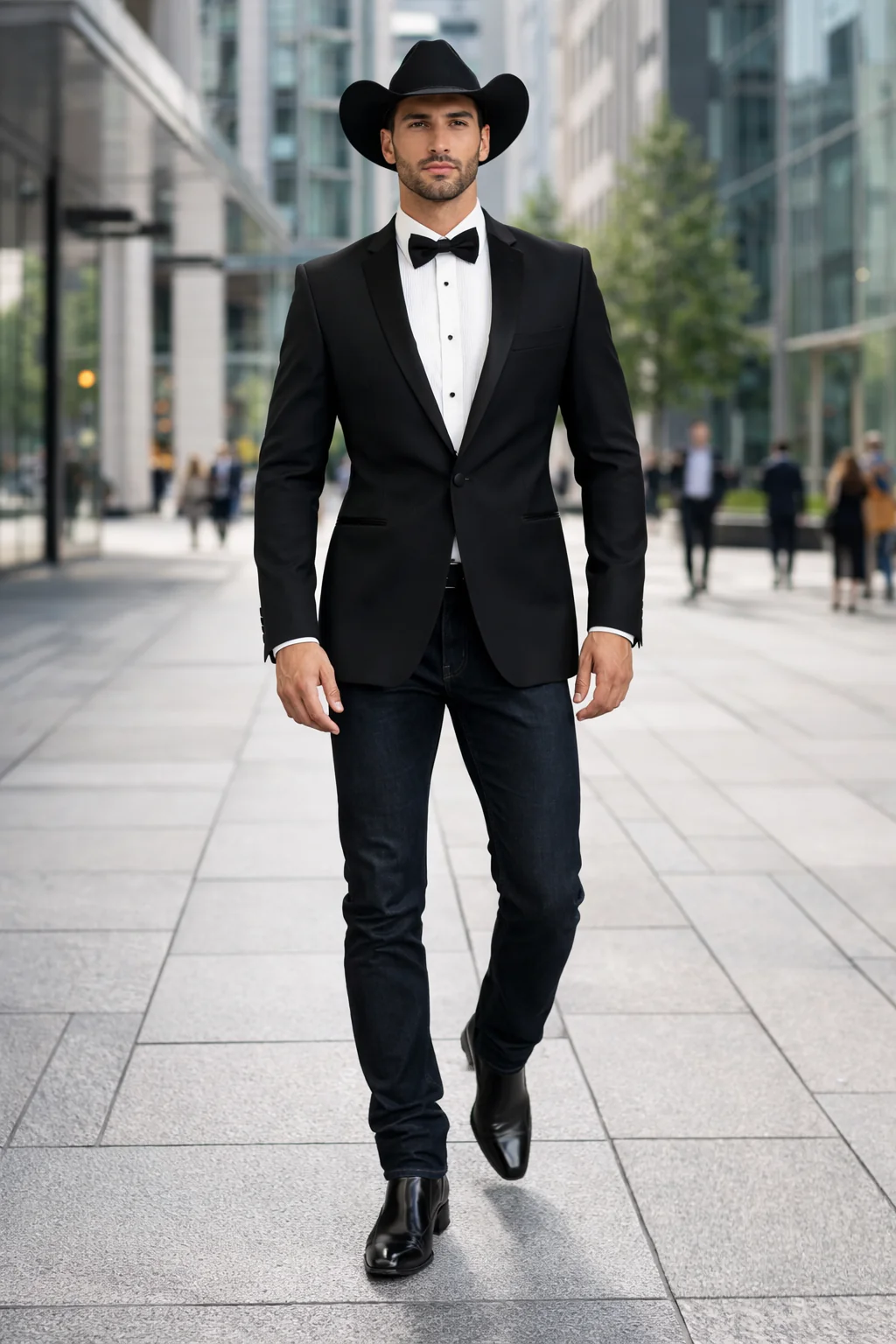 Men Two Toned Full Lapel Shawl Black Tuxedos wool Fabric Suits - Image 8