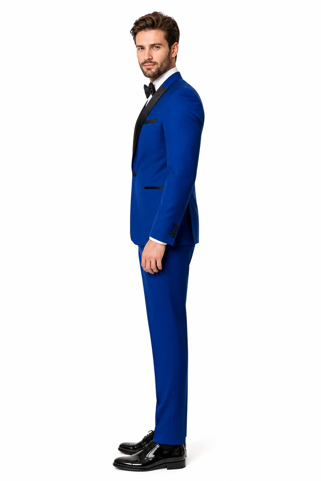 Men'S 1 Button Royal Blue Tuxedo Black Lapeled Dress Suits For Men Dinner Jacket - Image 4