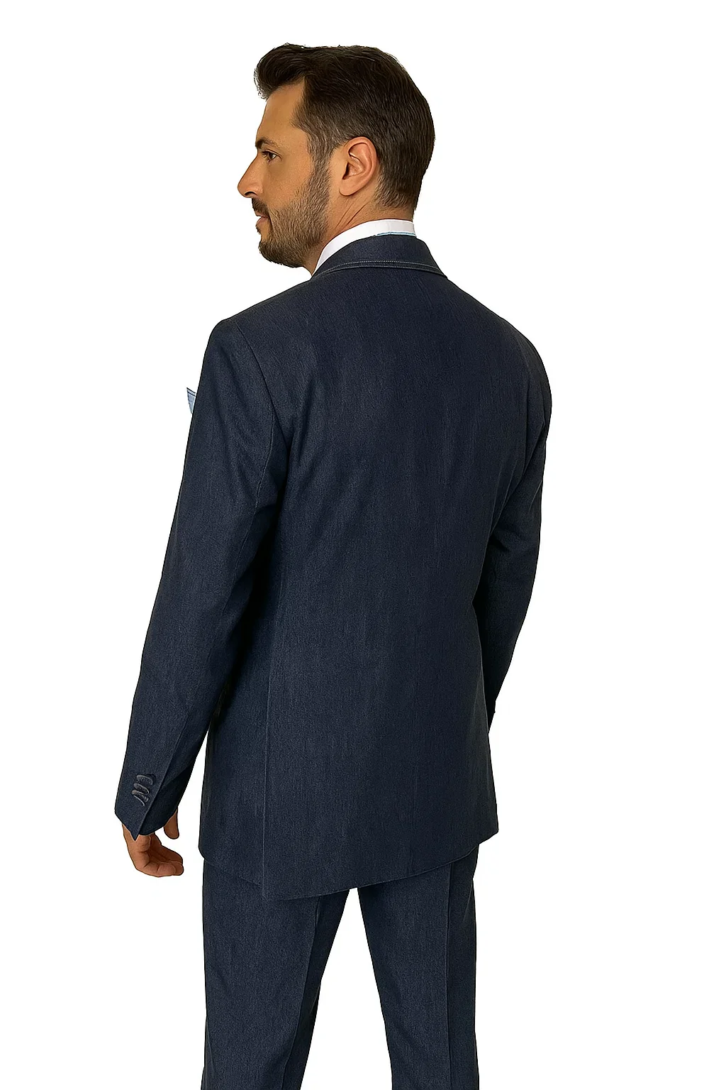 Men's 100% Cotton Denim Suit Set – Double Vent Jacket, Vest & Flat Front Pants - Image 9
