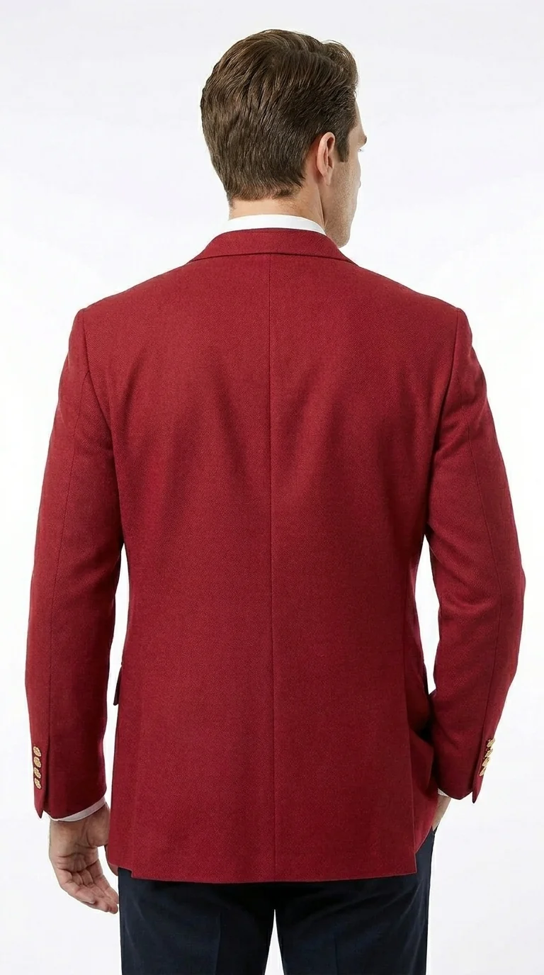 Men’s Burgundy Wine Maroon Dress Casual Blazer with Notch Lapel, Designer Fashion Sportscoat - Image 4